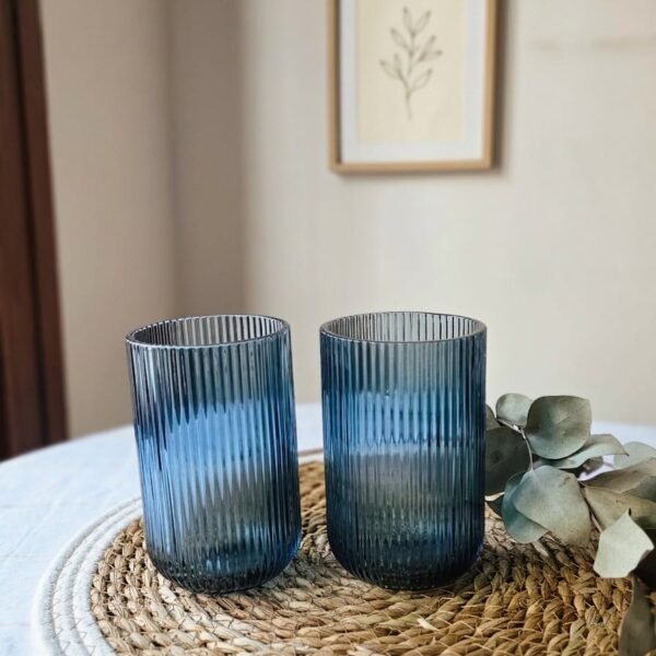 Vaso Rayado Azul x6