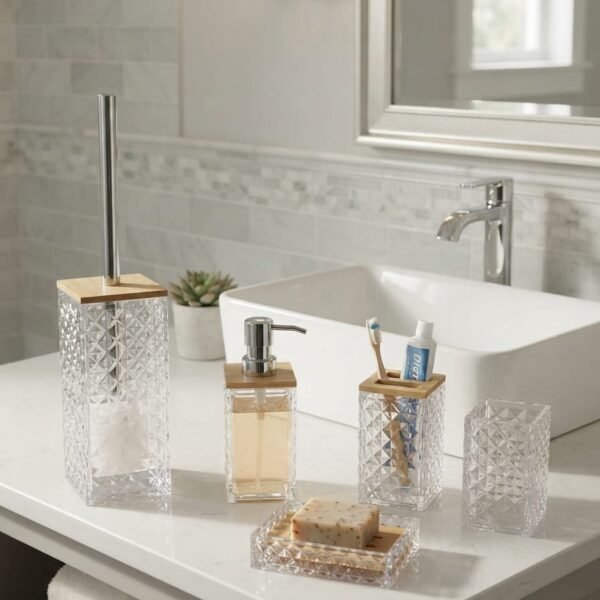 Set de Baño Acrílico y Bambu x5