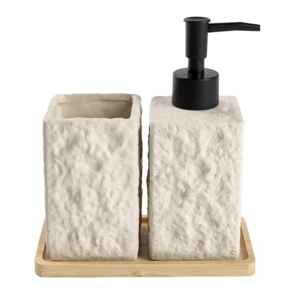 Set de Baño Cerámica y Bambú x2